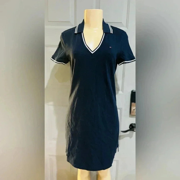 Tommy Hilfiger Stretch Pique Cotton V-Neck Polo Dress size small like new - Picture 3 of 7